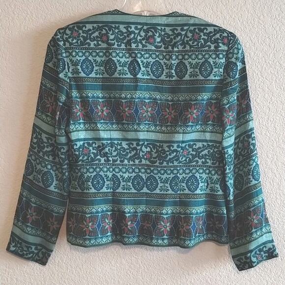 Adrianna Papell Vintage 100% Silk Two-Piece Jewel Tones Jacket & Skirt Set 8 - Picture 6 of 15